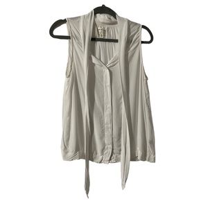 Cloth & Stone Anthropologie White Tie Neck Sleeveless Top Small